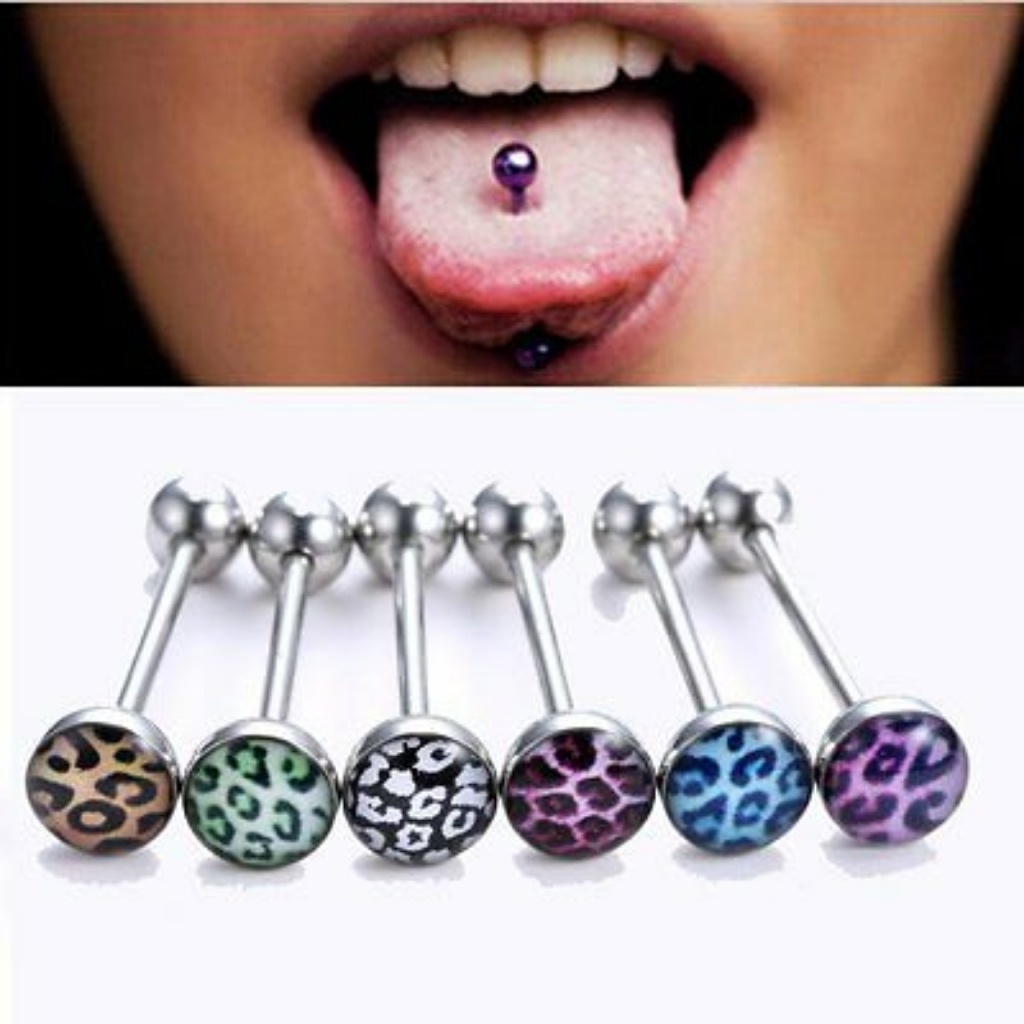 Surgical Steelleopardprint Tongue Rings